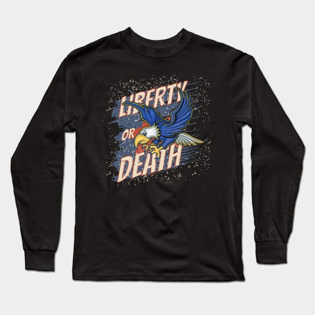 Cool eagle flying with red white blue and Liberty or Death Long Sleeve T-Shirt by Danny Gordon Art